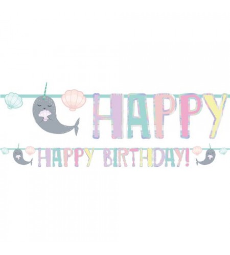 FAIXA HAPPY BIRTHDAY UNICORNIO DO MAR
